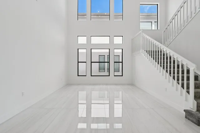 an empty room with windows