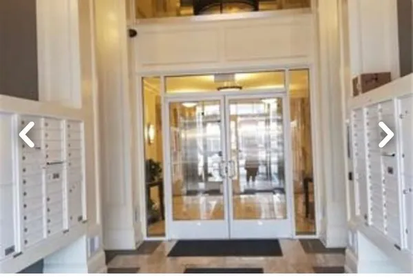 a view of a glass door with a glass door