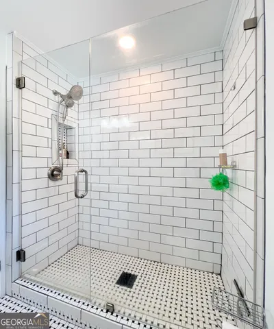 a bathroom with a shower