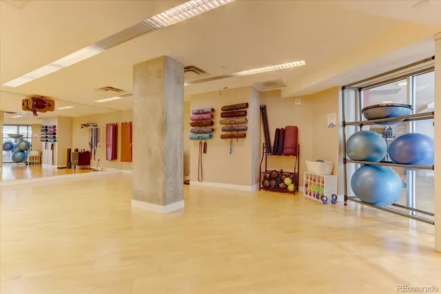 a view of a room with gym equipment