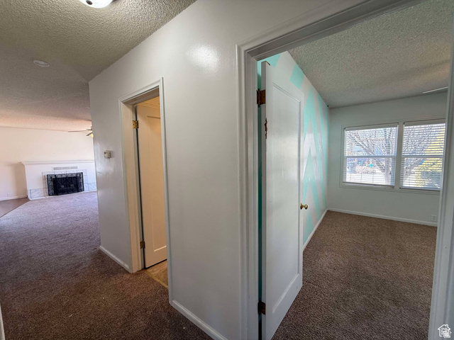 73 Garden Street Helper, UT 84526 - Photo 36 of 36 Corridor featuring dark carpet and a textured ceiling