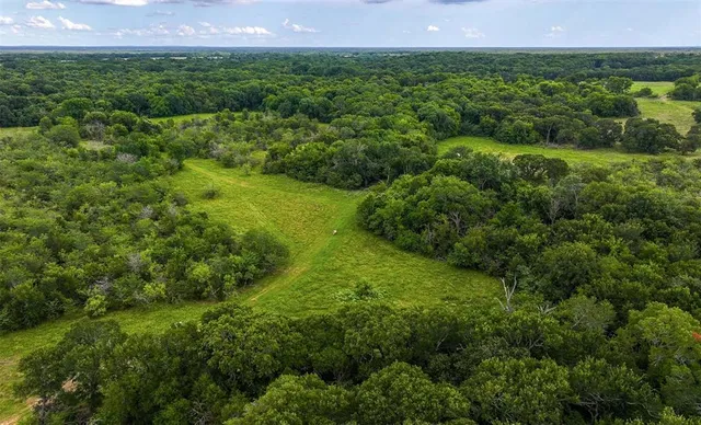 a view of a green yard with lots of green space and mountain view