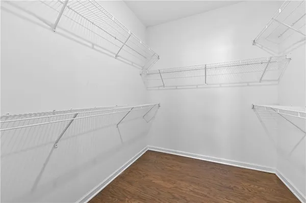 a view of a room with racks on the wall