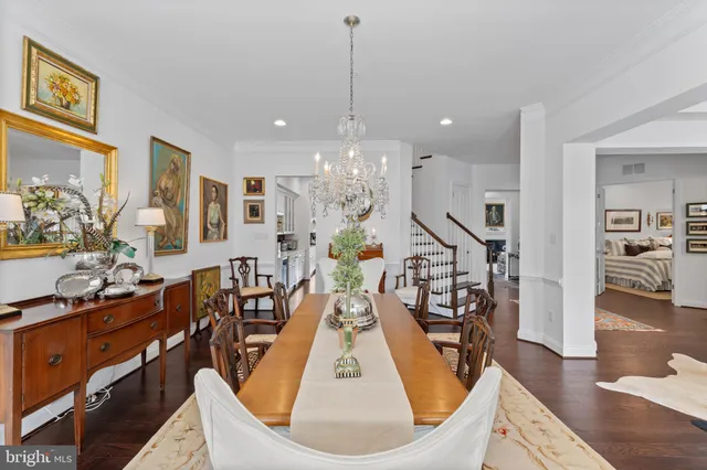 a view of a living room and dining room