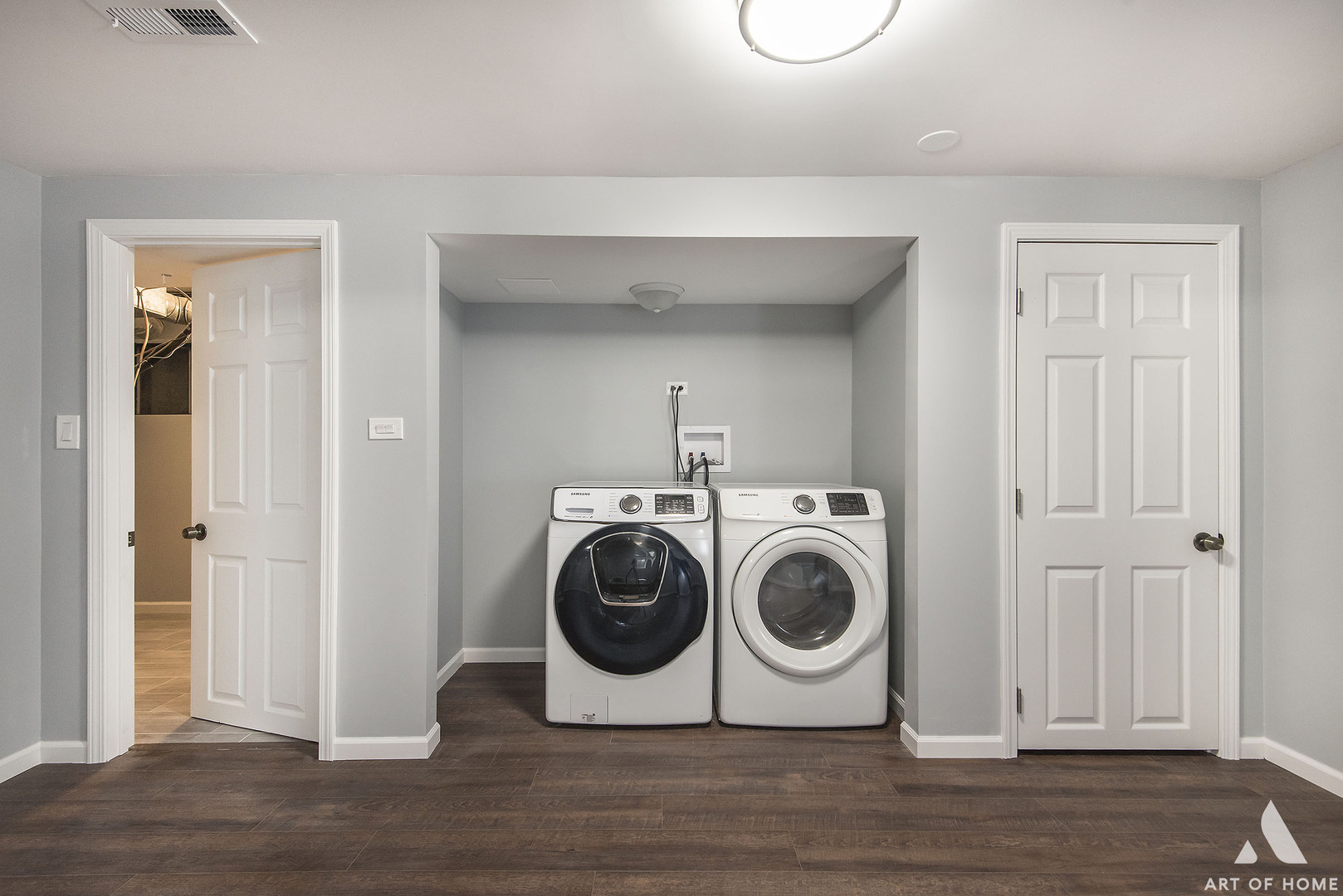 513 Monroe Road Bolingbrook, IL 60440 - Photo 18 of 21 a utility room with wooden floor