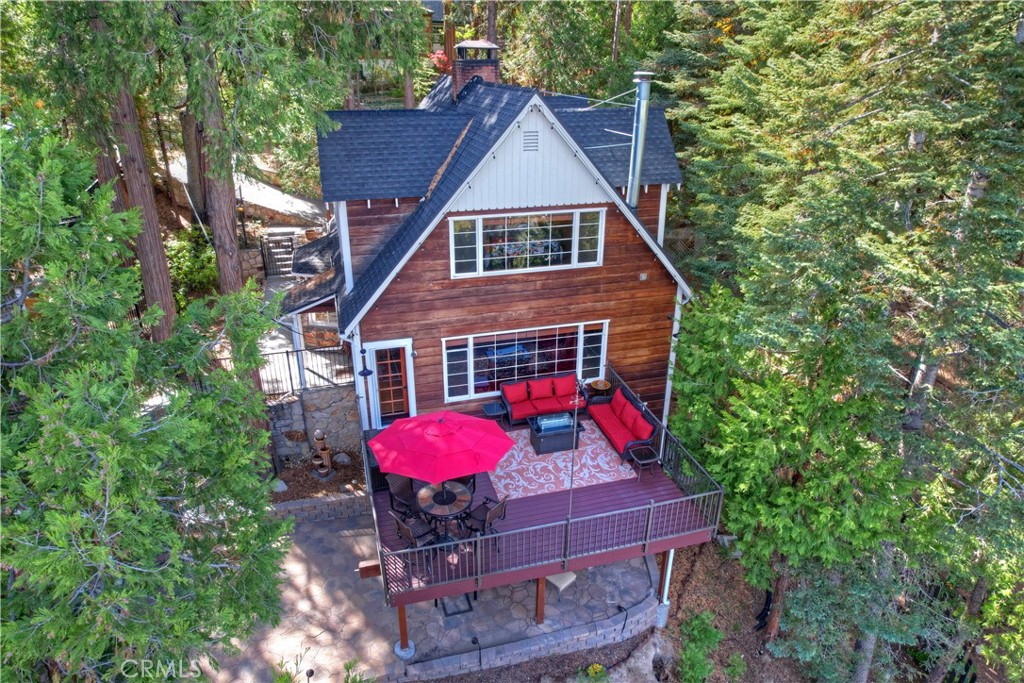 329 Summit Road Lake Arrowhead, CA 92352 - Photo 2 of 61 a view of a house with a yard chairs and table