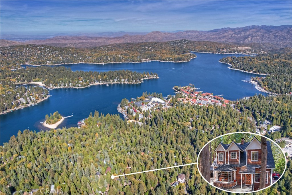 329 Summit Road Lake Arrowhead, CA 92352 - Photo 3 of 61 an aerial view of a house with a lake view