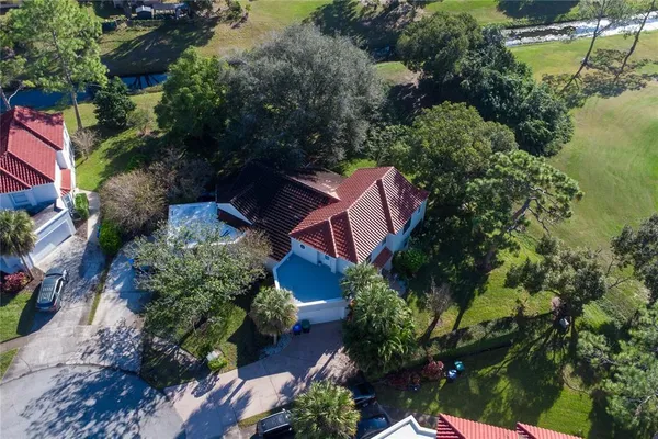 an aerial view of a house