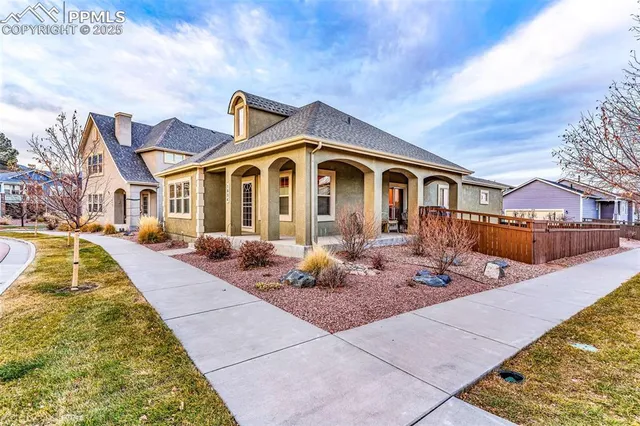 a front view of a house with entertaining space