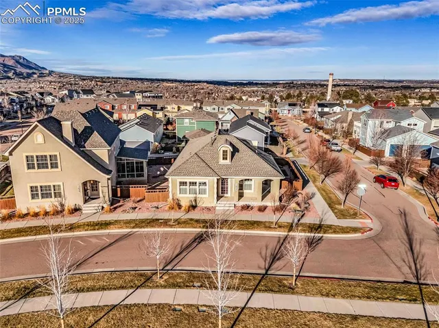 an aerial view of a house