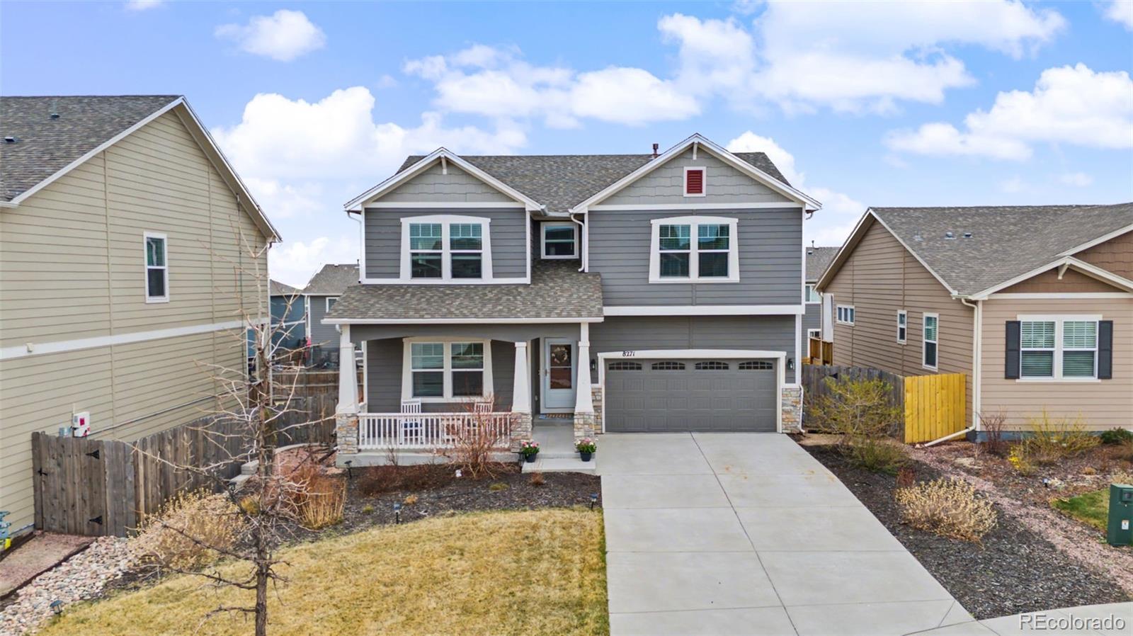8271 White Fish Way Colorado Springs, CO 80908 - Photo 1 of 47 a front view of a house with a yard and garage