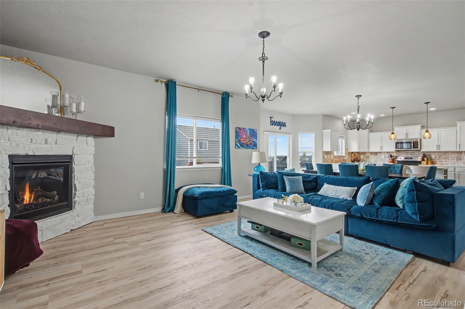 8271 White Fish Way Colorado Springs, CO 80908 - Photo 6 of 47 a living room with furniture and a fireplace