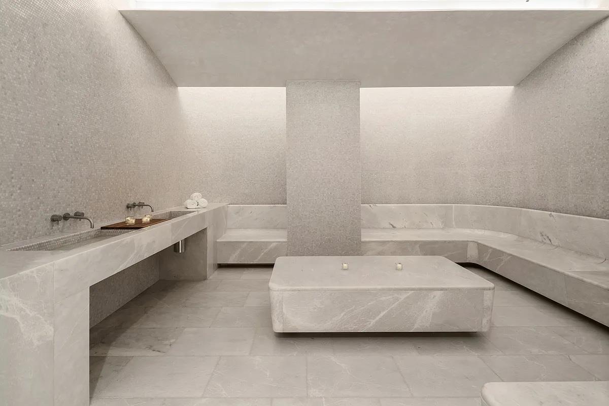 49 Chambers Street, Unit PHB Manhattan, NY 10007 - Photo 27 of 35 a bathroom with a double vanity sink bathtub and toilet