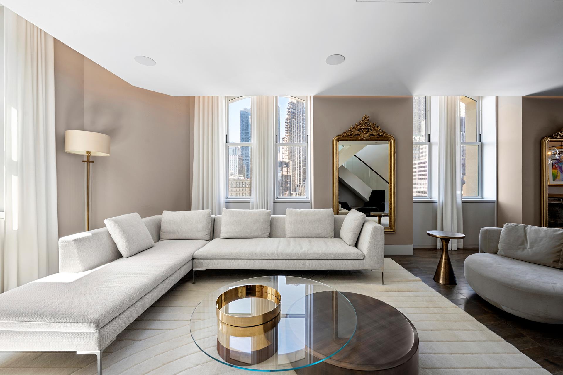 49 Chambers Street, Unit PHB Manhattan, NY 10007 - Photo 3 of 35 a living room with furniture and a large window