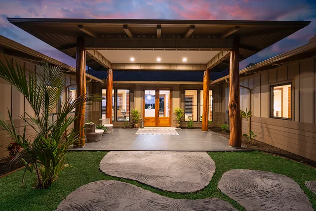 a view of a swimming pool with a lounge chair