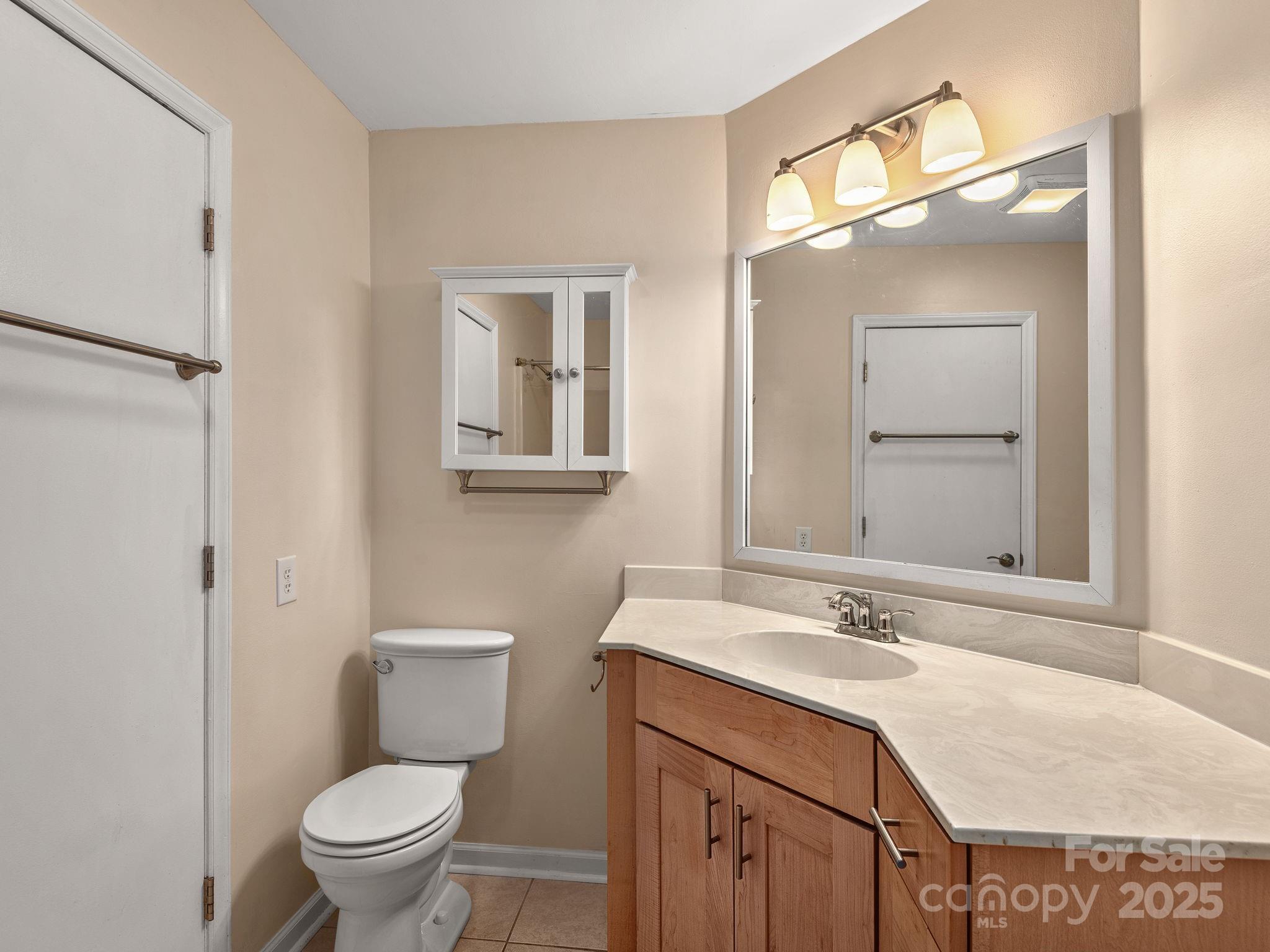 8 Willow Tree Run, Unit 8 Asheville, NC 28803 - Photo 13 of 19 a bathroom with a granite countertop sink toilet and mirror