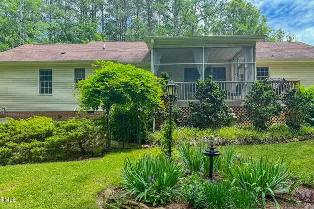 a view of a swimming pool with an outdoor space