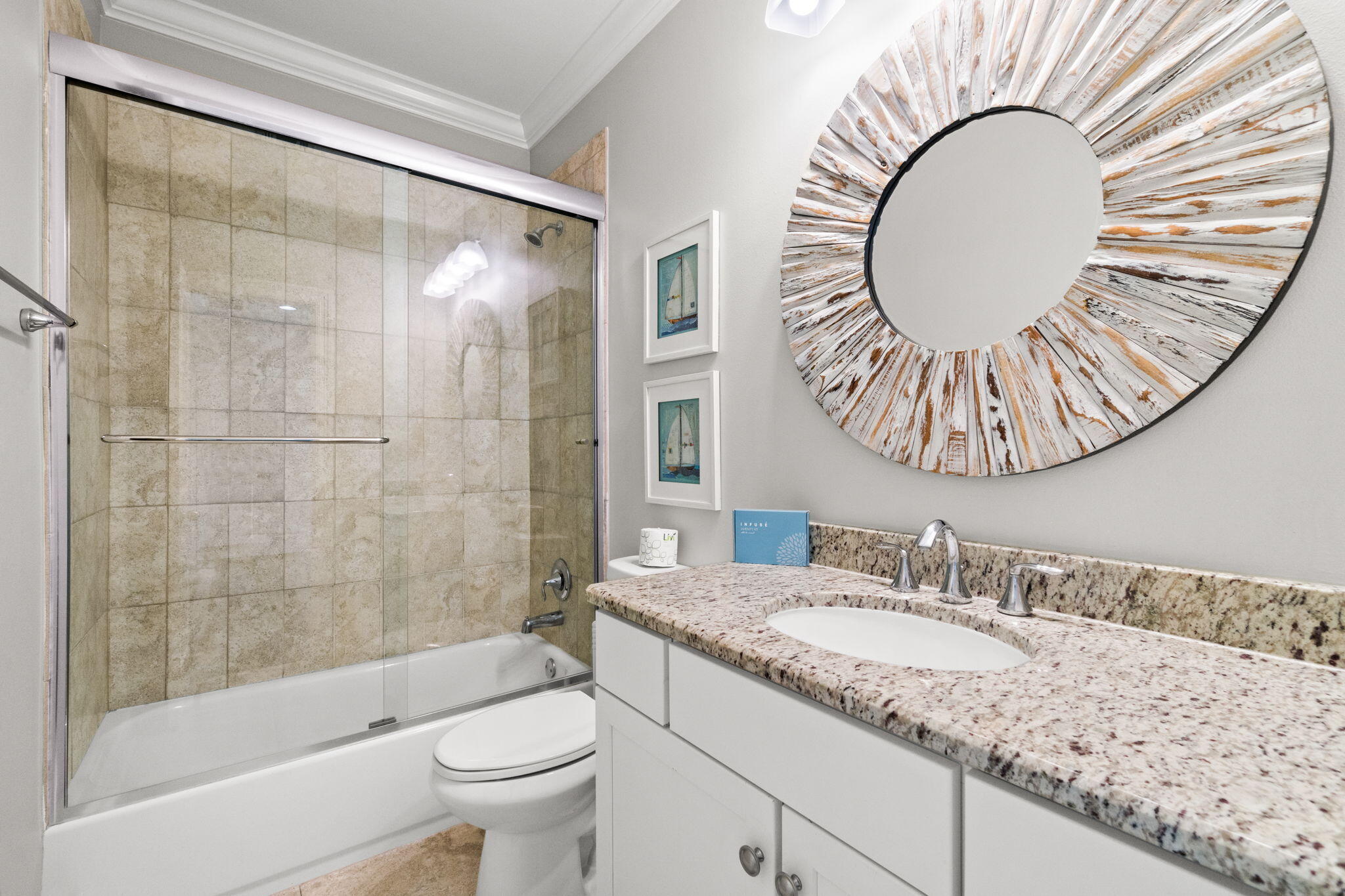 29 Payne Street Miramar Beach, FL 32550 - Photo 45 of 76 a bathroom with a granite countertop sink a toilet and shower