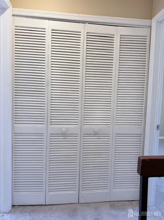 a view of a room with a window