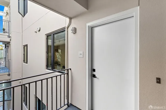 a view of a porch of a house