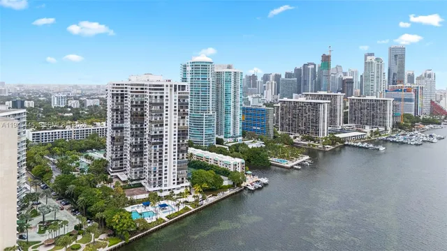 a view of a city with tall buildings