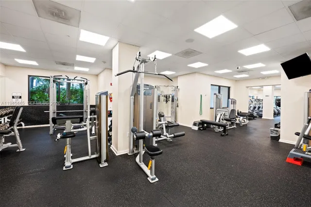 a view of a room with gym equipment