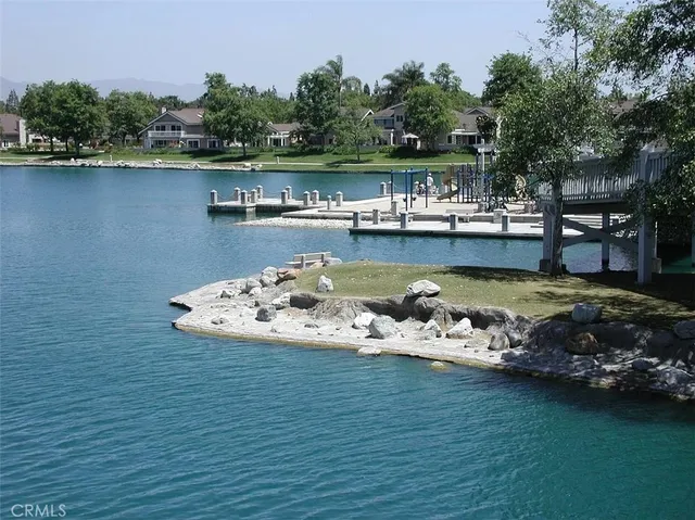 a view of a park with swings