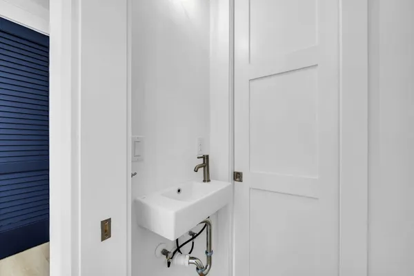 a bathroom with a bathtub