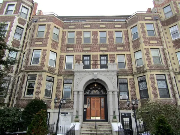 a view of building with a door