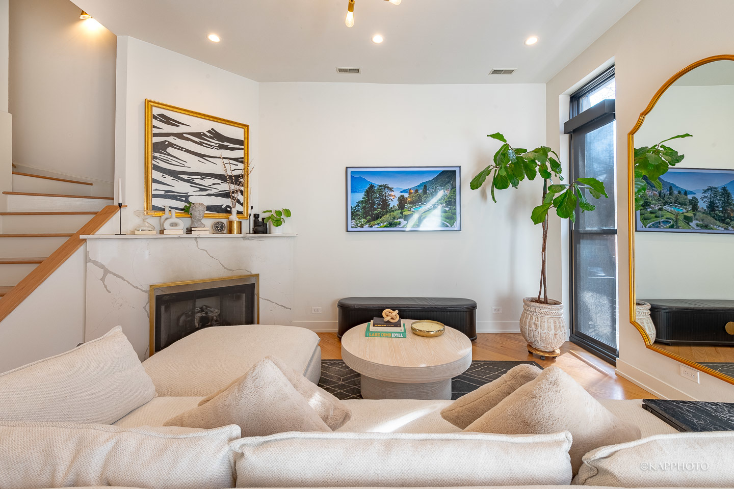 15 North Ada Street Chicago, IL 60607 - Photo 3 of 41 a living room with furniture a fireplace and a potted plant
