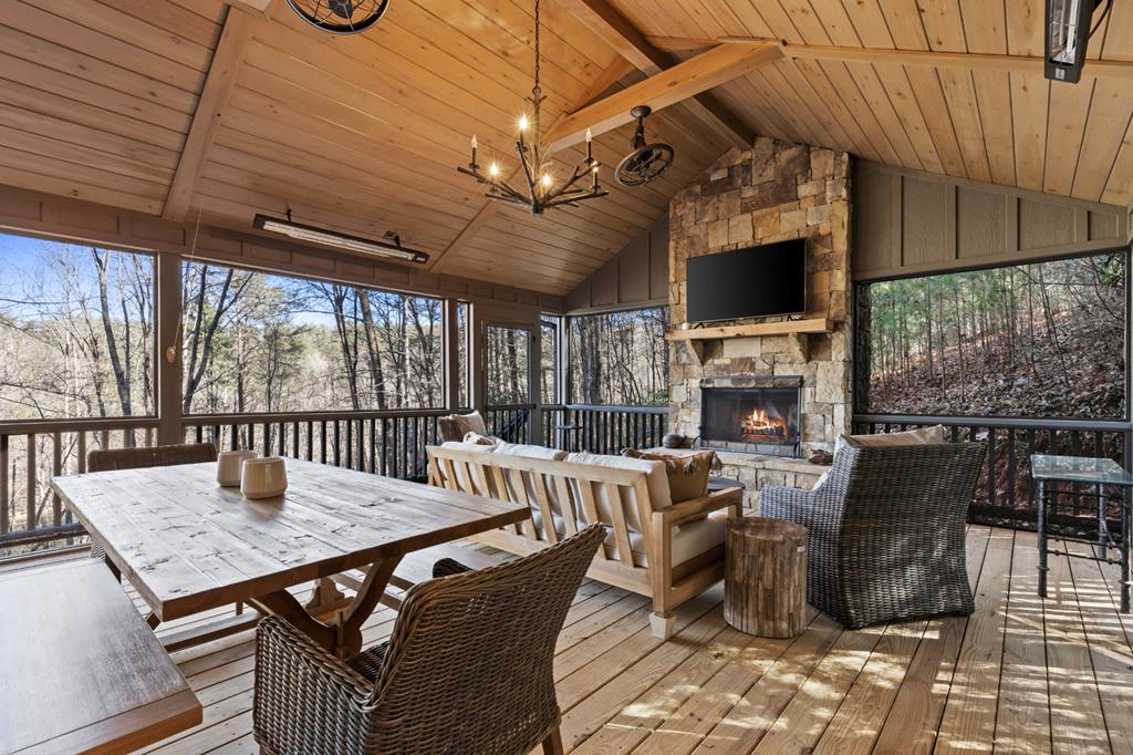 106 Little Rock Creek Road Cherry Log, GA 30522 - Photo 87 of 95 a view of a dining room with furniture window and outside view
