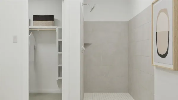 a bathroom with a shower