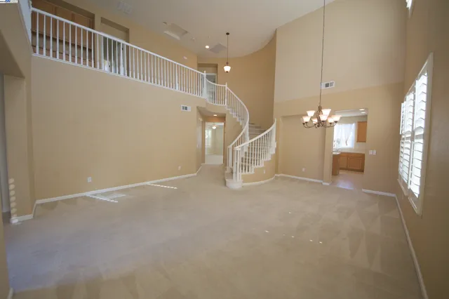 a view of a livingroom with a chandelier