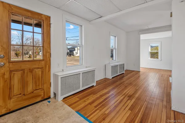 an empty room with windows