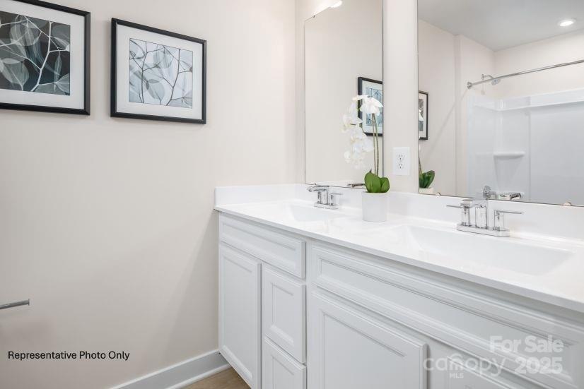 2182 Flicker Road, Unit 1036B Indian Land, SC 29707 - Photo 8 of 17 a bathroom with a sink and a mirror