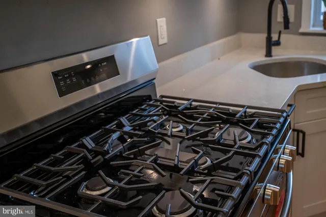 a close up of a stove top oven
