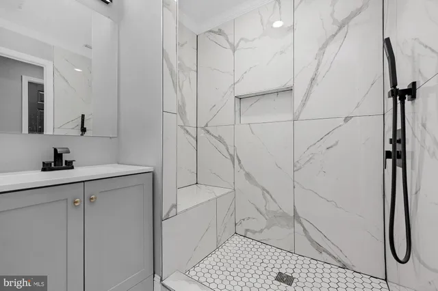 a bathroom with a shower