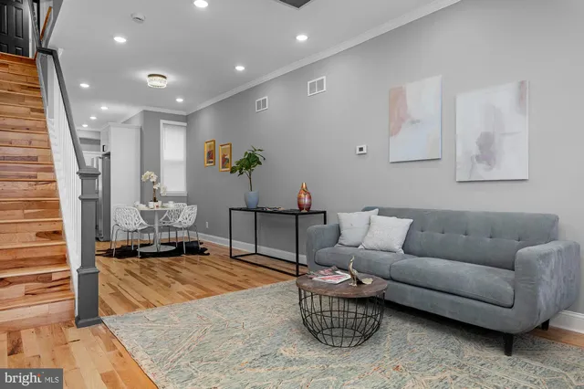 a living room with furniture