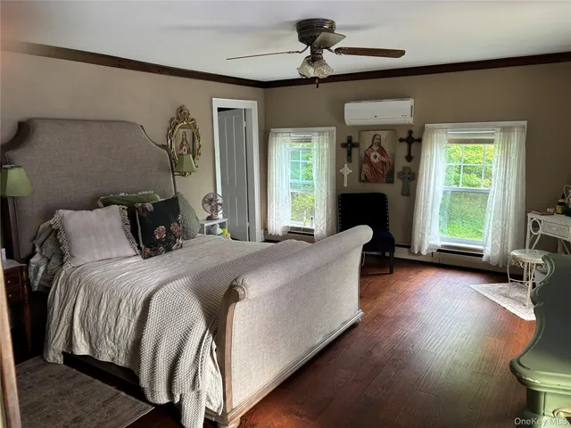 a view of a lake from a yard