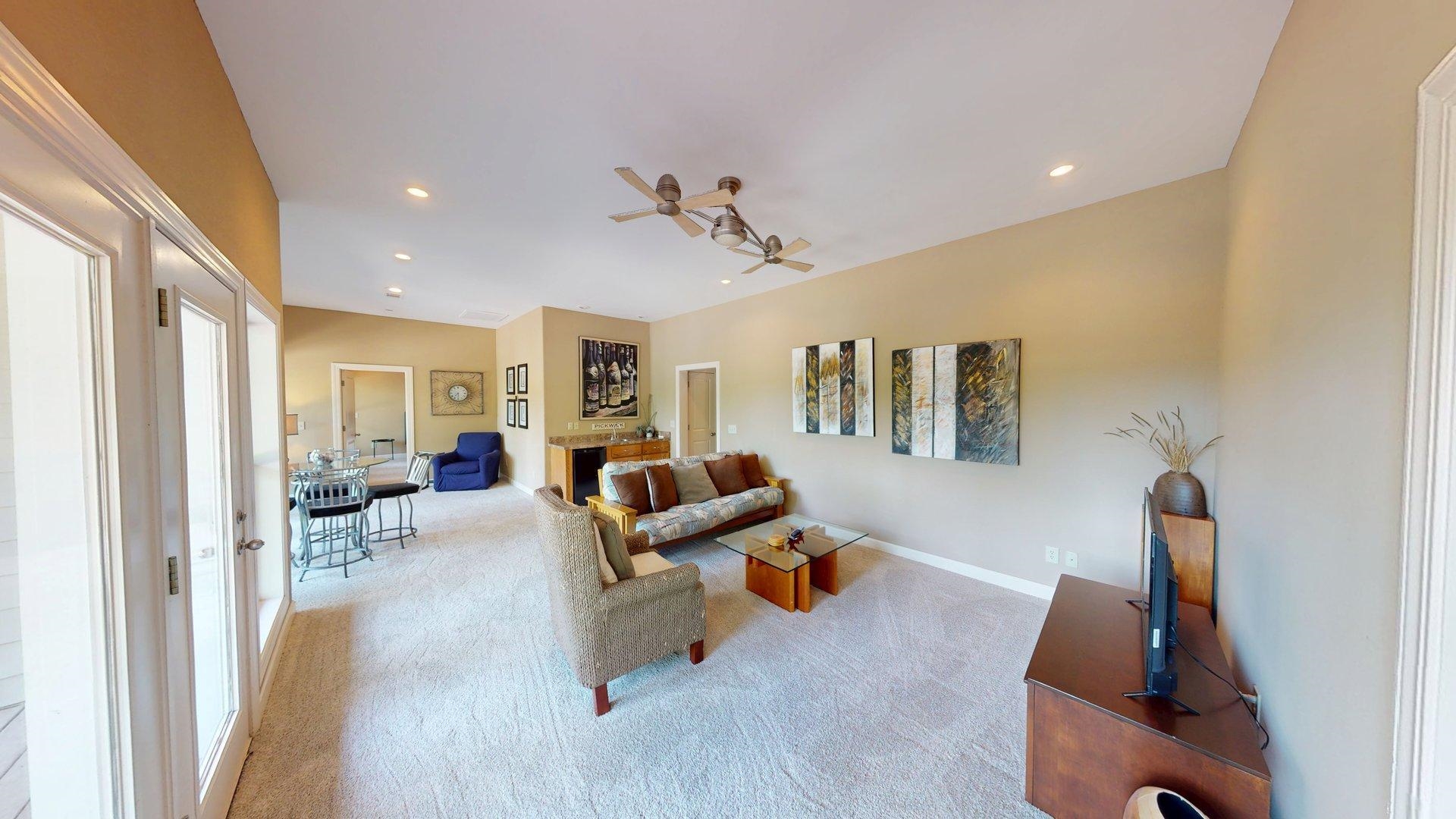 1085 Caney Hollow Road Counce, TN 38326 - Photo 18 of 39 Living room with carpet flooring, ceiling fan, baseboards, and recessed lighting