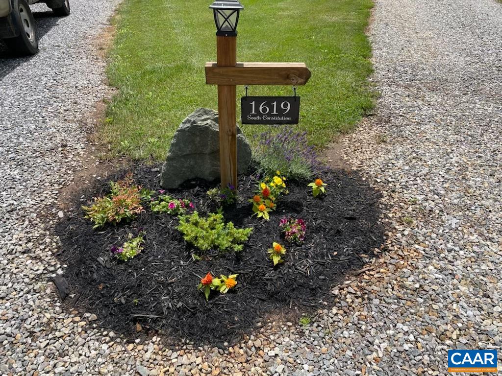 a view of a sign of a garden