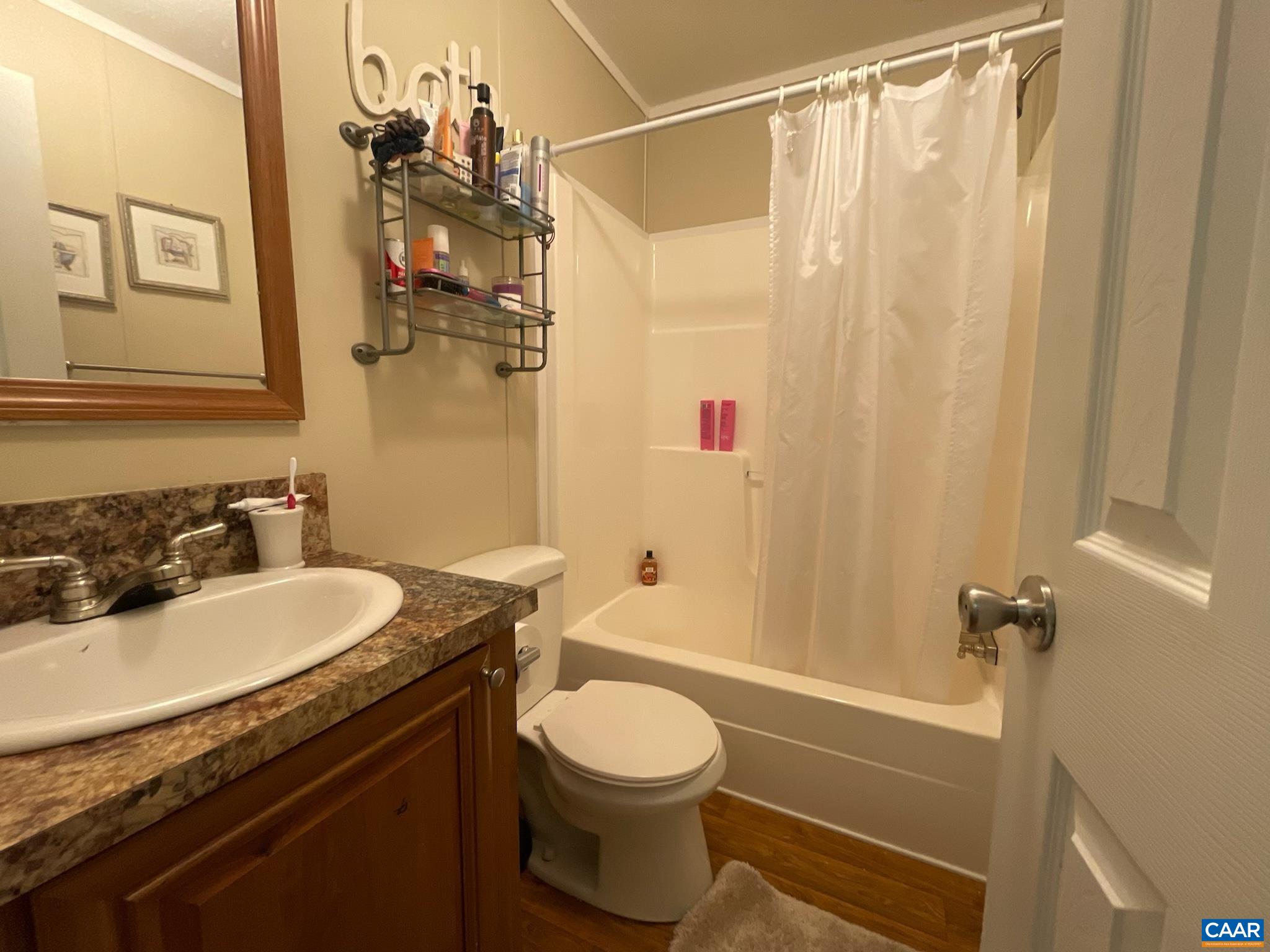 1619 South Constitution Route Dillwyn, VA 23936 - Photo 29 of 36 a bathroom with a granite countertop sink toilet and shower