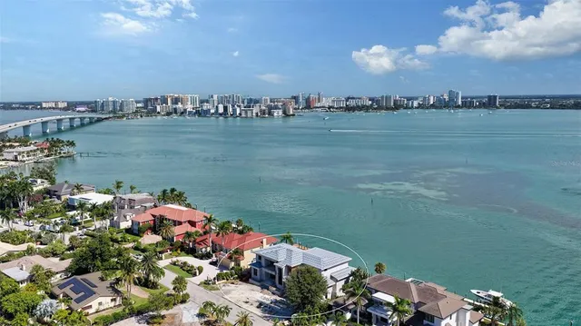 a view of a lake with houses
