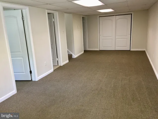 an empty room with a door