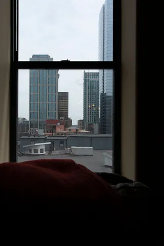 a room with large window