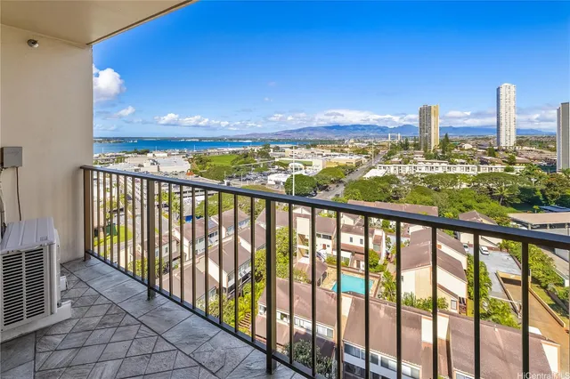 a view of a city from a balcony