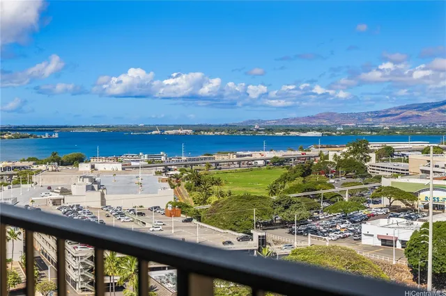 a view of a city skyline from a balcony