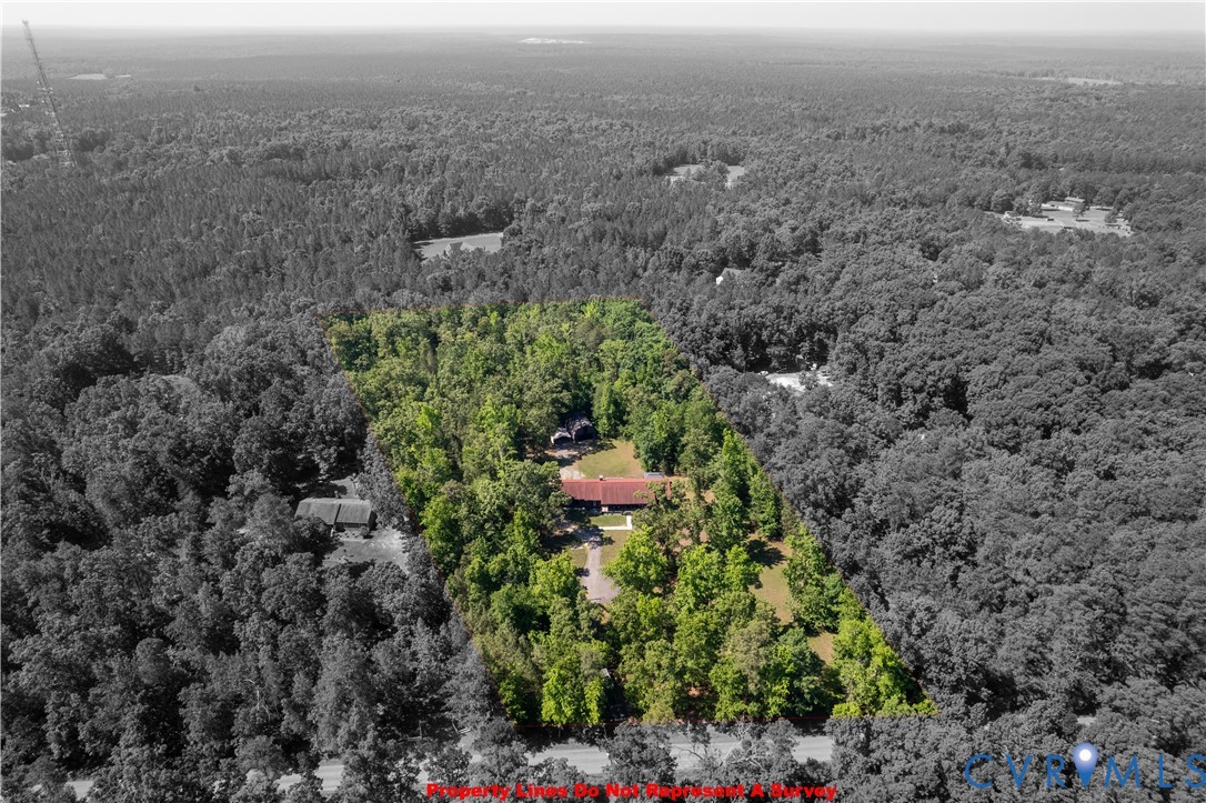 9820 Beaver Bridge Road Chesterfield, VA 23838 - Photo 53 of 54 Aerial view, colored portion highlights property l