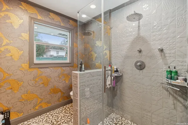 a bathroom with a shower