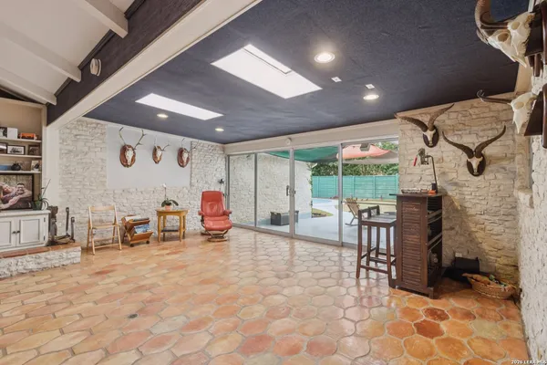 a living room with furniture